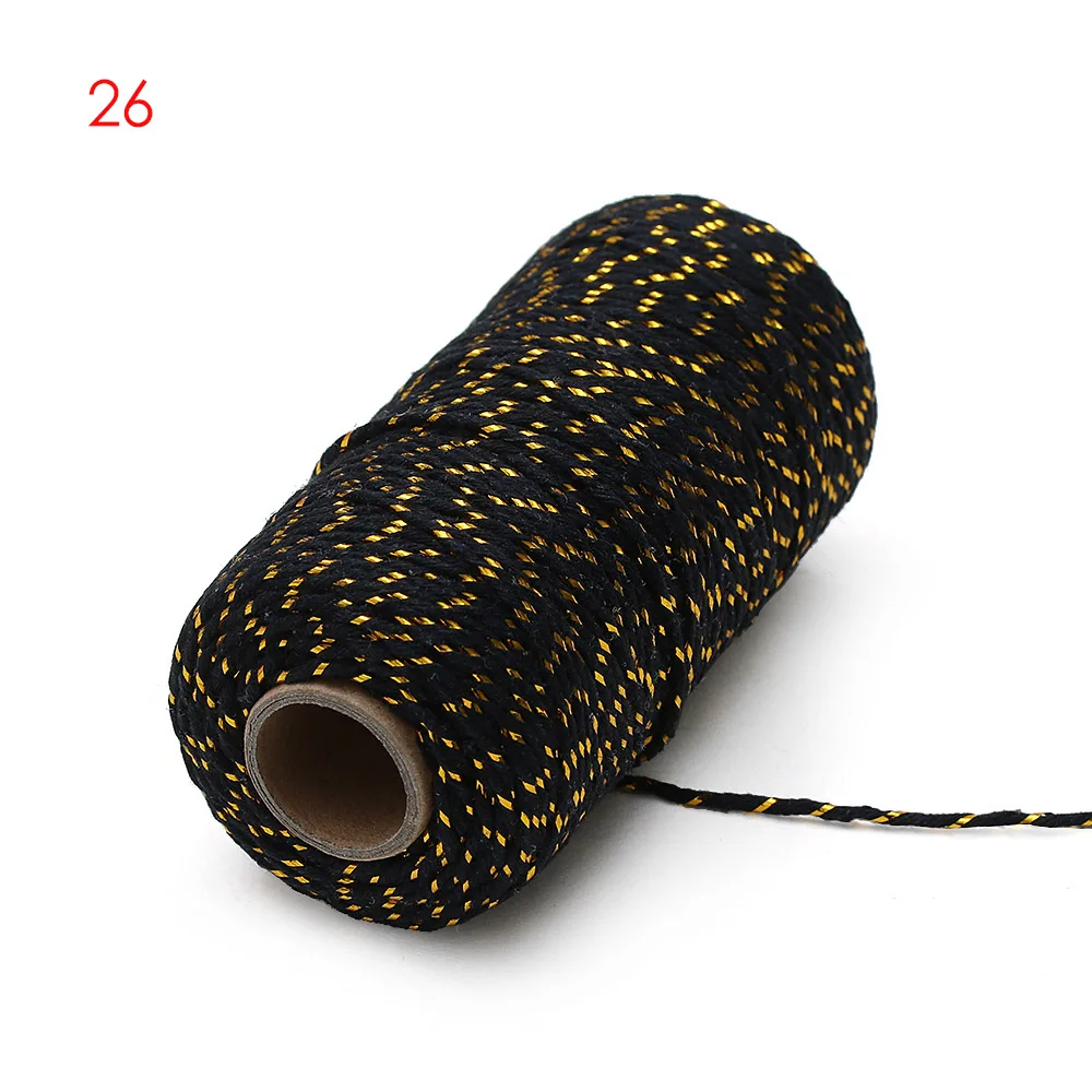 1Roll 100m 25Colors Cotton Twine String Cords Packing Craft Projects Handmade Christmas Home Decor Gift Sewing DIY Rope Crafts - Color: 26