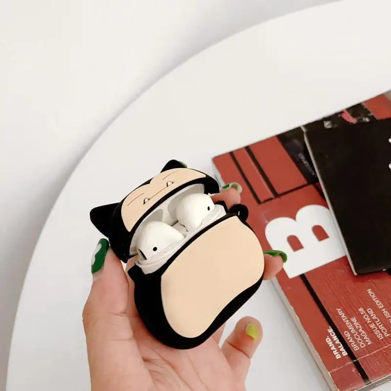 Милые беспроводные чехлы для наушников Snorlax силиконовые Airpods Bluetooth Спортивная
