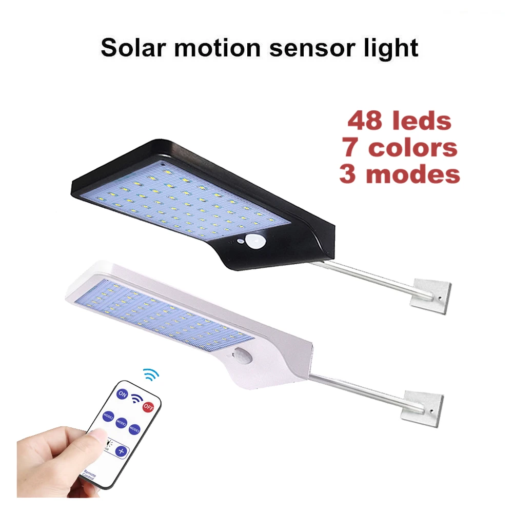 

48/36 LED Solar Power Solar Powered Light Infrared & night Sensor Wireless Outdoor IP65 lamp Street wall spot Light w metal pole