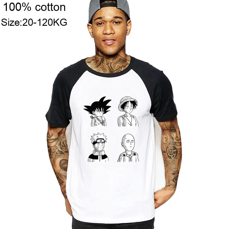 Футболка с героями японского аниме Dragon Ball Z Goku Luffy Manga Naruto футболка One Punch Man Saitama