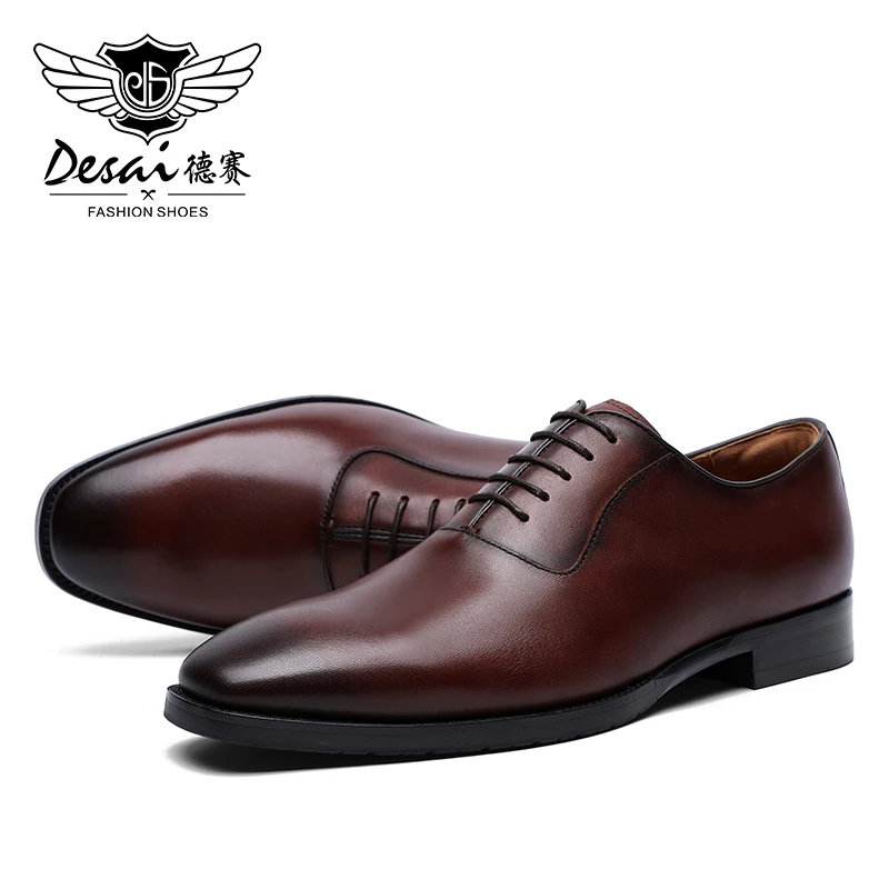 DESAI/мужские деловые модельные туфли; удобные туфли из коровьей кожи; классические мужские туфли в британском ретро-стиле; оксфорды