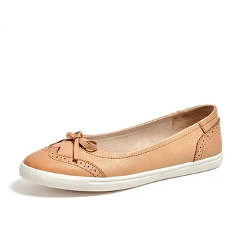 

2020 Free Shipping Handmade Women Leather Ribbon bow decoration Flats Holiday Casual Sweet girly style Full Brogue Wing Tip30050