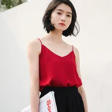 Korean Chiffon Tops Women V-neck Tank Top Woman Sleeveless Tops Tees Summer Woman Camis Women White Top Vest Ladies Satin Tanks