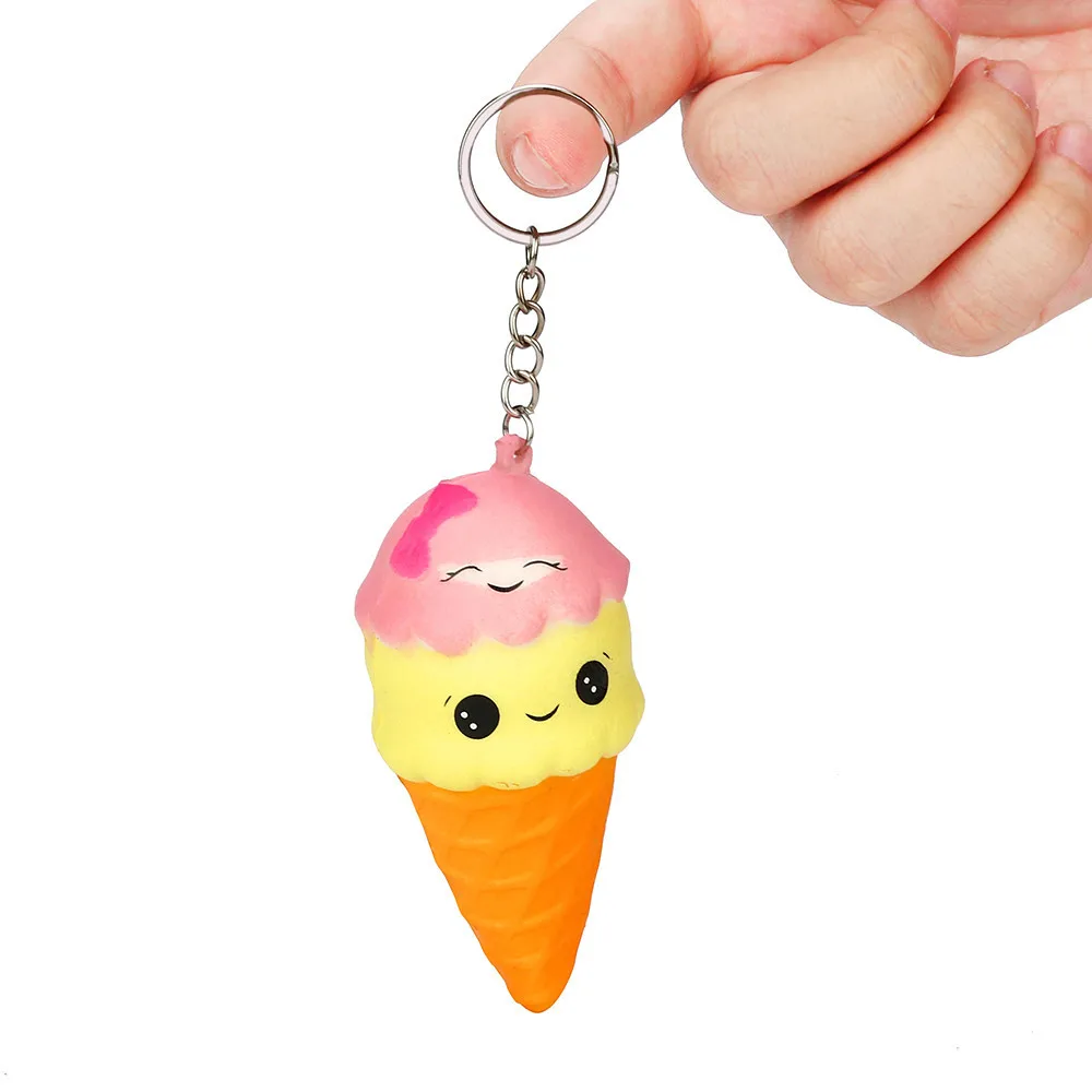 Cute ice cream Slow Rising Decompression Stress Soft Squeeze Fun Toys Colorful Pendants Creative Gift Key Decoration #A