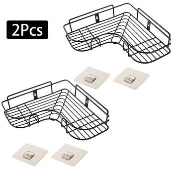 

Corner Useful Eco-friendly Kitchen Supplies Punch Free Rack Basket Organizer Durable Wall Mounted Shower Shelf Storage