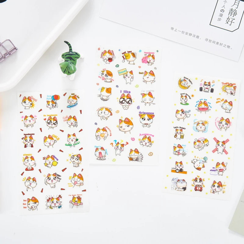 6 шт./упак. из Кореи Kawaii Стиль с бантом и принтом в виде больших кошачьих глаз Бумага Стикеры пуля журнал декоративные домашнего декора канцелярские DIY Стикеры этикетка
