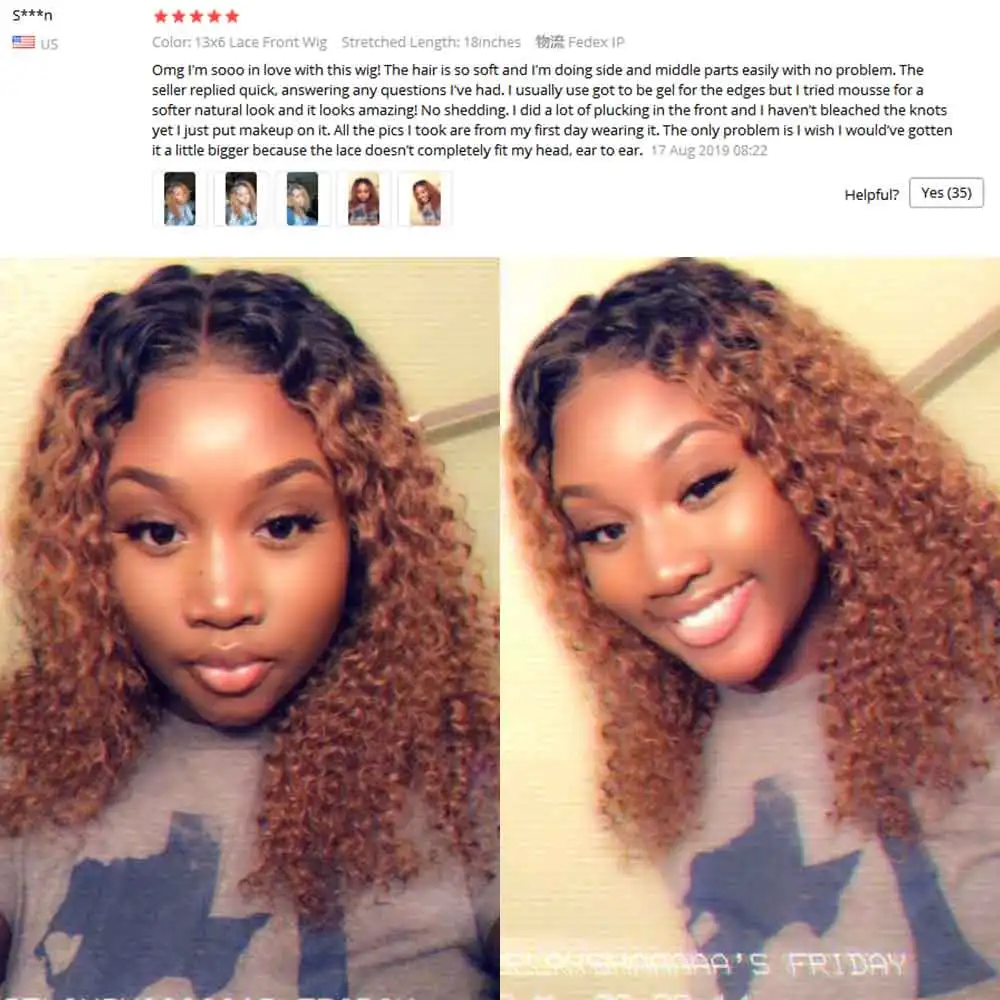 Tanie Miód blond 13x6 ludzki włos koronki przodu peruki perwersyjne kręcone Ombre 360 czołowa koronki peruka wstępnie oskubane pełna peruki typu Lace z ludzkich włosów kolor