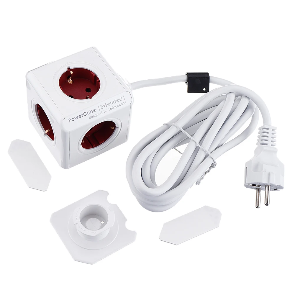 

EU Plug 3/1.5M Socket DE5 Outlets Adapter Power Strip Cube Extension Adapter Multi Switched Socket For Smart Home