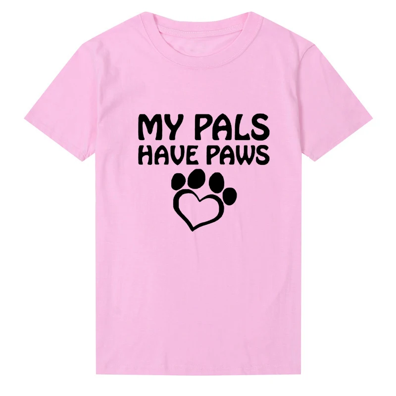 Модные футболки с надписью «My Pals Have Paws», «Cat», «Dog», «Mom», футболки с надписью «Love», хлопчатобумажная женская футболка с круглым вырезом и коротким рукавом, топы для мам и мам