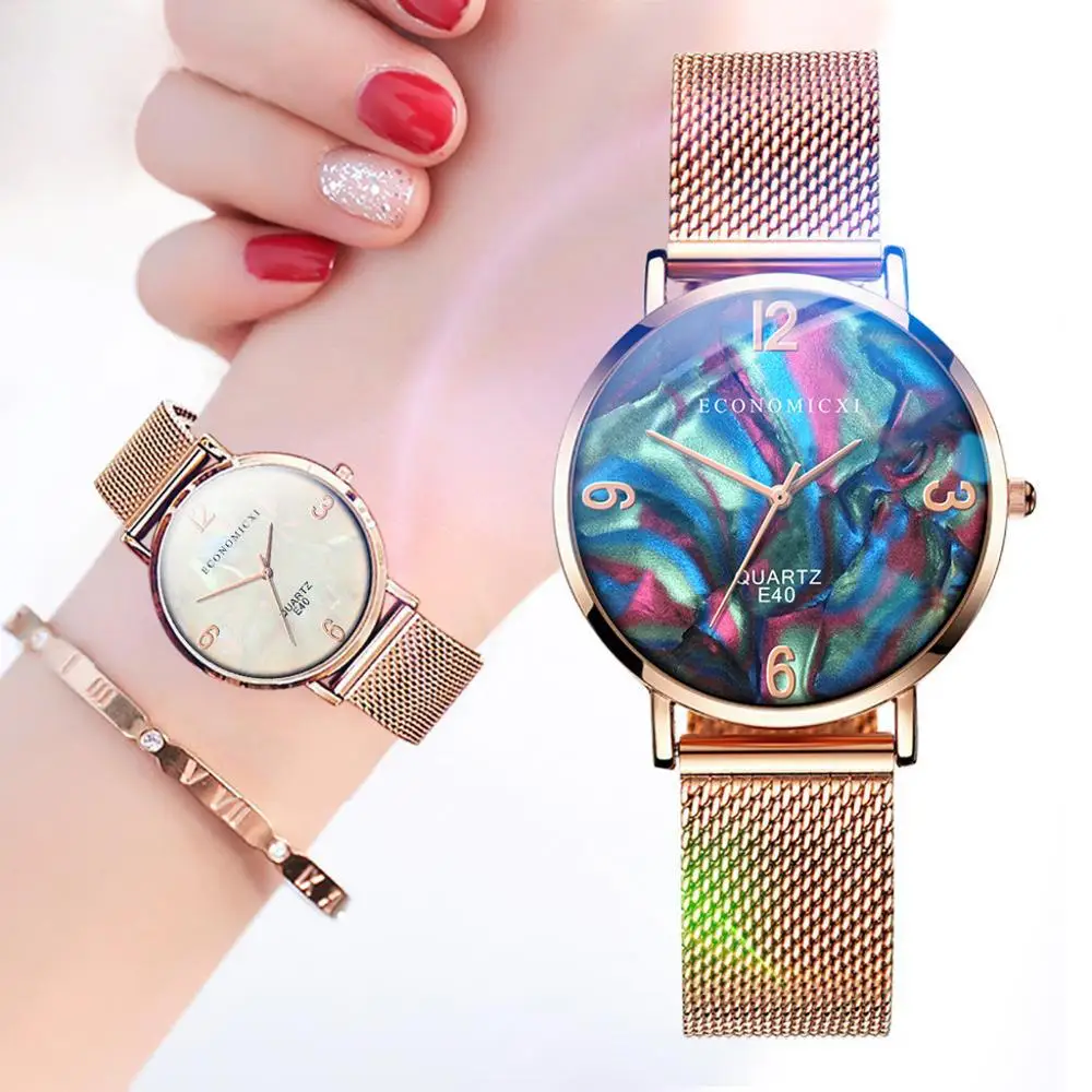 

2020 Fashion Women Watches Luxury Watch Mesh Quartz Wrist Watch Clock Wristwatch Orologio Donna Montre Femme Simple Relogio#W