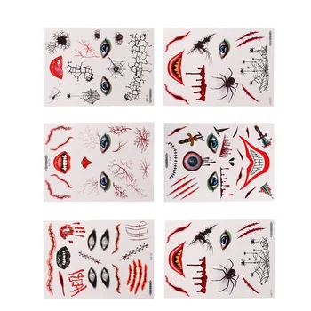 

6pcs Halloween Facial Stickers Practical Delicate Useful Waterproof Temporary Fake Tattoos Face Decal Body Art Decor for Female