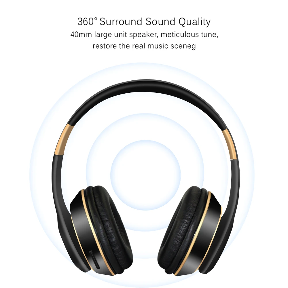 HIFI Stereo Earphones Bluetooth Headphone Music Headset FM And Support SD Card With Mic For Mobile XiaoMi Iphone Sumsamg Tablet