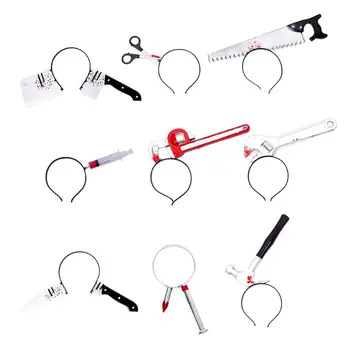 

Halloween Party Decoration Headband Simulation Bloody Scissors Wrench Hammer Prank Hair Hoop Spoof Cosplay Props