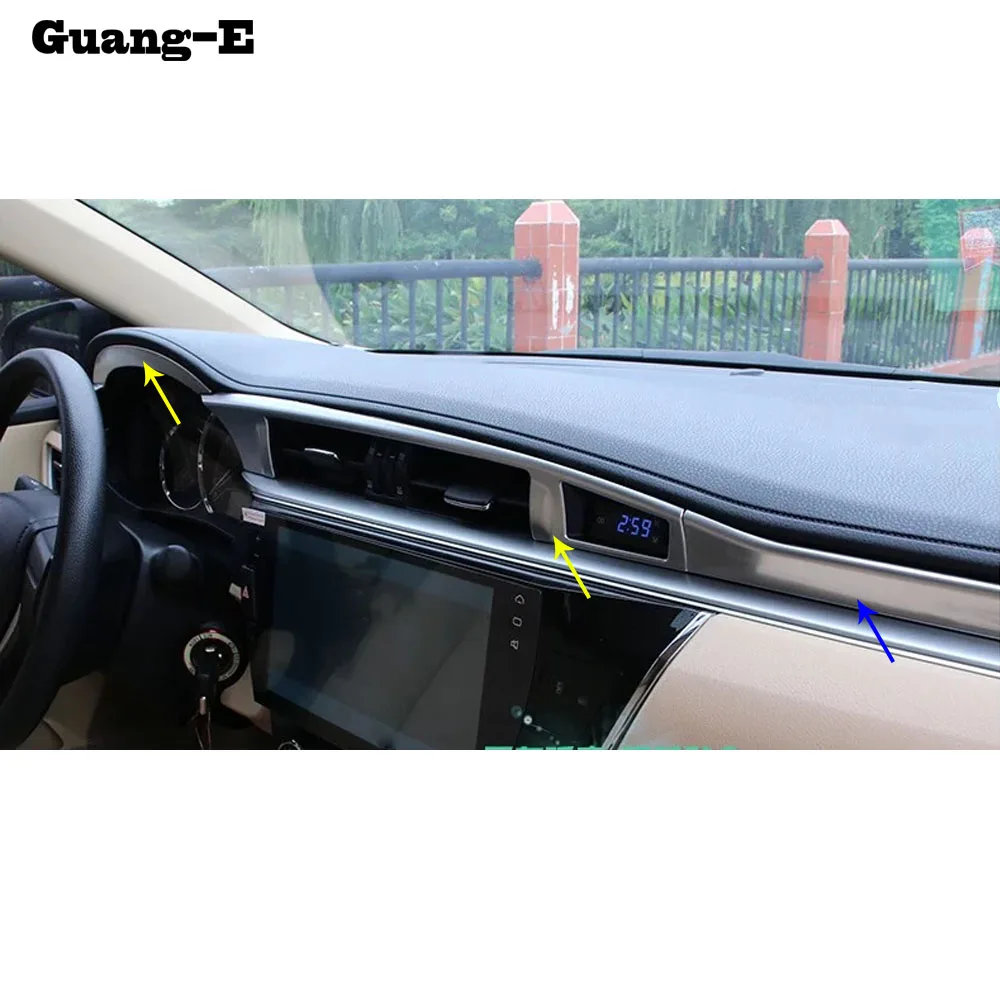 For Toyota Corolla Altis Car Cover Stick ABS Chrome Armrest Storage Glove Box Front Trim Lamp Meter Panel 4pcs