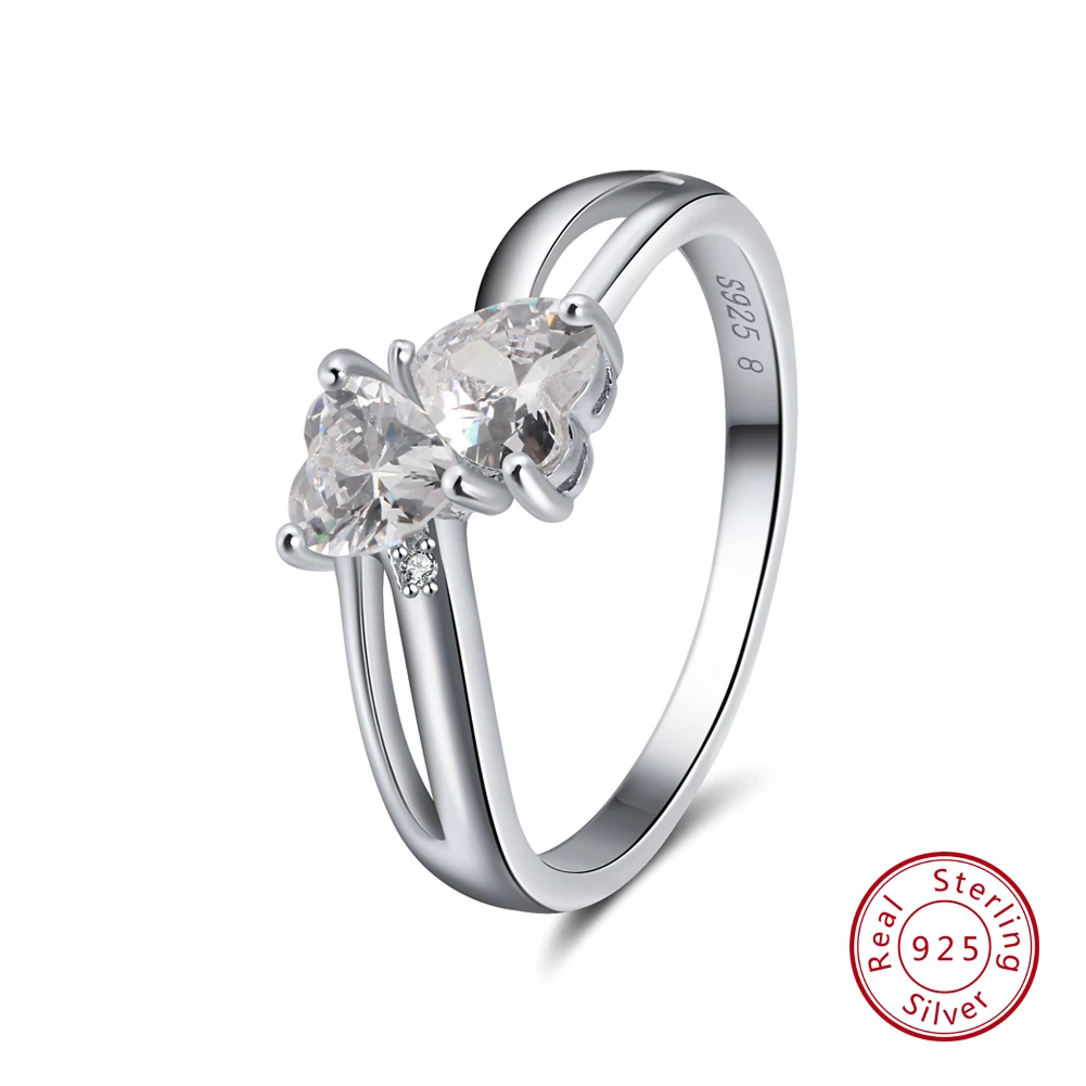 Белый ORSA JEWELS женское серебряное кольцо из натуральной 925 пробы, 4 цвета, AAA кубический циркон, набор Зубцов, женское модное ювелирное изделие для вечеринки SR58 - Цвет камня: Белый
