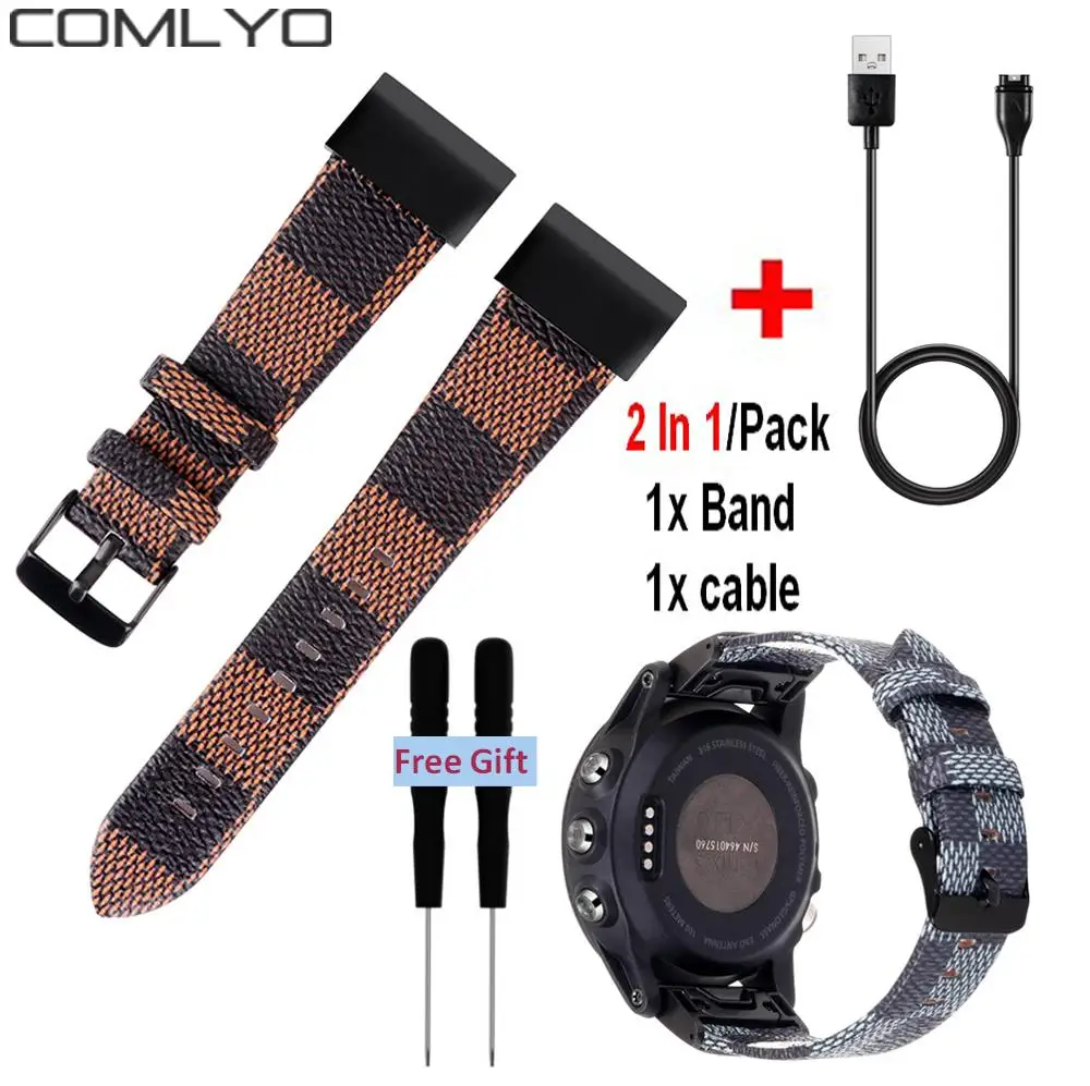 

New 20/22/26mm Quick Release Watch Wristband For Garmin Fenix 5 5S Strap Watchband + USB Cable Charger For Garmin Fenix 5X Band