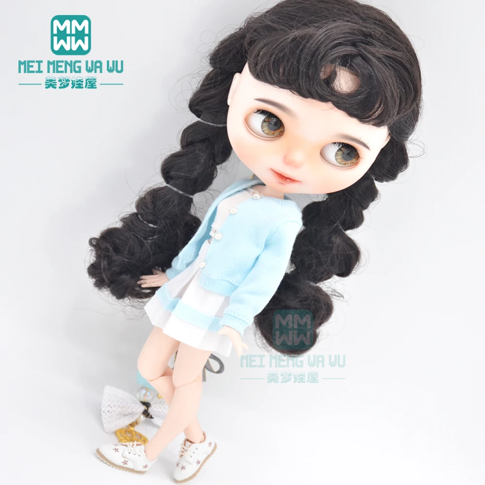 Clothes for doll fits blyth ob24 ob27 azone fashion Cardigan suit, T-shirt, short skirt