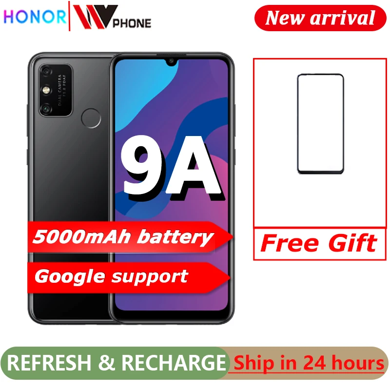 HONOR 9A смартфон 6 3 дюймов дисплей капли воды MT6765 четыре ядра 5000 мА/ч большая батарея