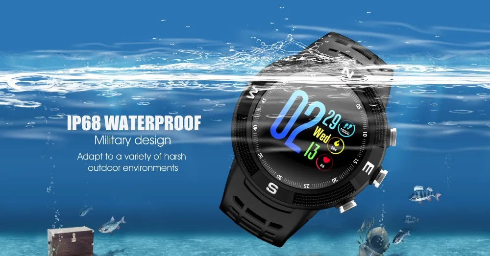 BINSSAW 2020 New Smart Watch IP68 Waterproof GPS  F18 Color Screen Big Battery Hear Rate Monitor Men Women Sport Smartwatch+BOX
