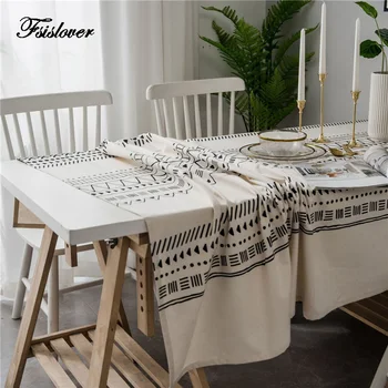 

FSISLOVER INS Dining Table Cloth Bohemia Coffee Table Mat Rectangular Table Cover Household Fabric Cotton Linen Tablecloth