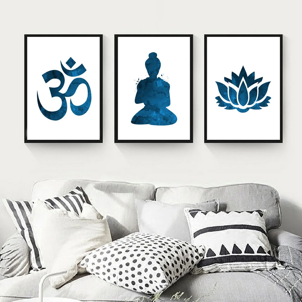 Meditation Canvas Painting Abstract Buddha Statue Lotus Poster Buddha Buddhism Prints Poster For Living Room Home Decor Wall Art
