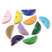 Doreen коробка медная эмалированная Подвеска со стразами амулеты полукруглые латунные Цветные Разноцветные ювелирные изделия Аксессуары 18 мм x 8 мм, 10 шт