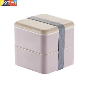 

Plastic Lunch-box On-the-Go Packing Lunchbox With Spoon Chopsticks Double Layer Portable Bento Box Food Container