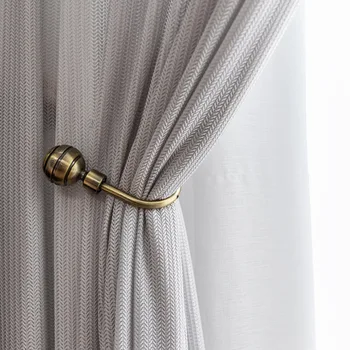 

Nordic Simple Curtains for Living Dining Room Bedroom Light Luxury Fish Bone Hollow Tulle Curtain Finished Product Customization