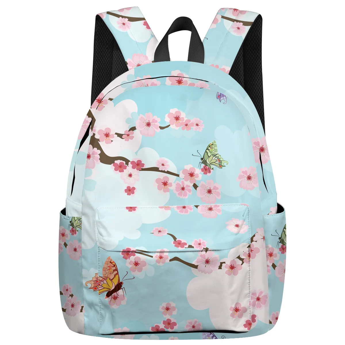 

WHEREISART Cartoon Butterfly Flower Cherry Blossom Pink Spring Backpacks Backpack With Wheels Soft And Comfortable Scratch
