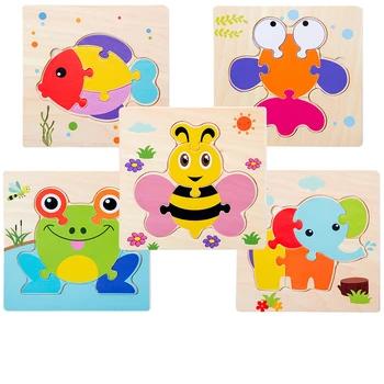 

Montessori Games Baby Aniamls/traffic KidS Cognition Puzzles ToyS Wooden Cartoon Cognition Puzzle Toys Matching Education Game