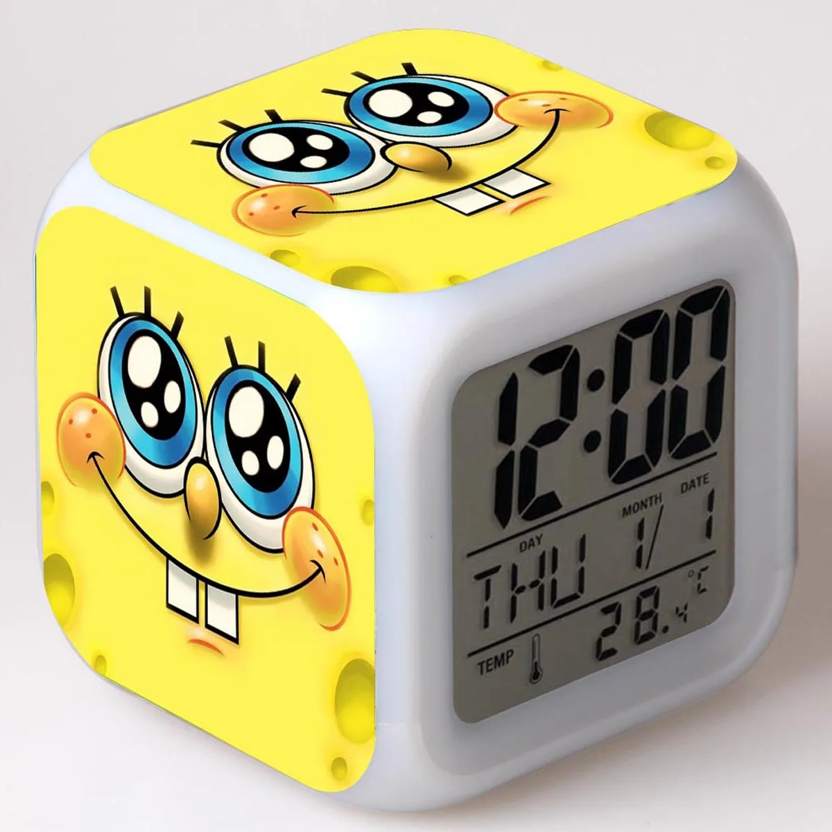 5 SpongeBob квадраты цифровой светодиодный детский будильник с 7 цветов изменить милый мультфильм 3D украшение спальня светодиодный настольные часы - Цвет: 5