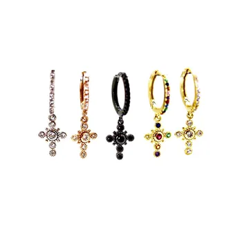 

Cz Cross dangle earring cute lovely tiny cross silver color gold color rainbow 3 colors classic Jewelry fashion