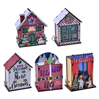 

3D Wooden Puzzle Assembled Luminous Christmas House Music Box DIY Table Decor