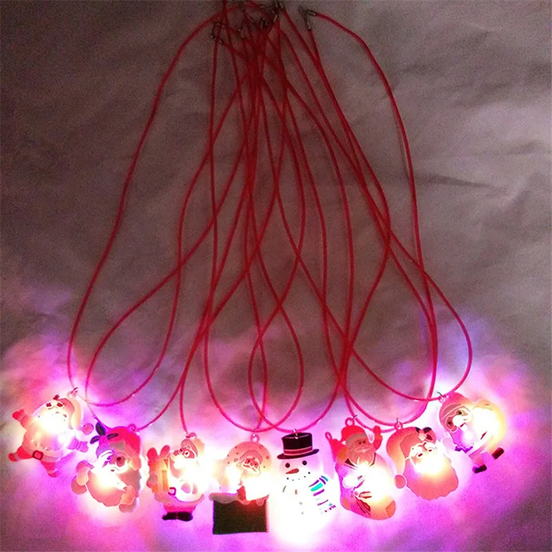 Рождественский подарок светящаяся игрушка светодиодная светящаяся веревка мультяшный кулон детская игрушка флеш-колье