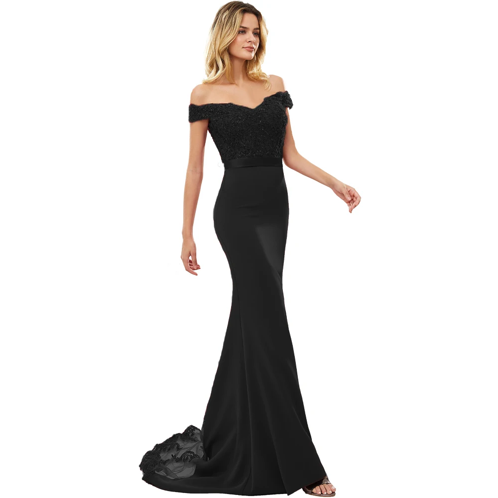 Черный BEPEITHY Robe De Soiree Русалка бургундское длинное вечернее платье вечерние элегантные vestido de festa длинное платье для выпускного вечера с поясом - Цвет: Черный