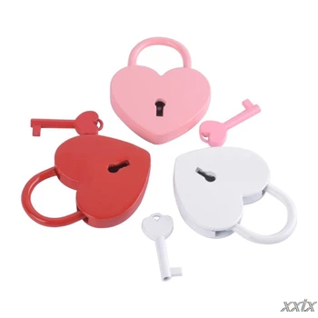 

Mini Retro Heart Shaped Lock Zinc Alloy Padlock with Key Jewelry Box Diary Book