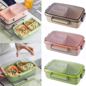 

Bamboo Fiber Environmental Protection Box Buckle Lunch Box on All Sides of The Box Northern Europe Portable Lunch Box