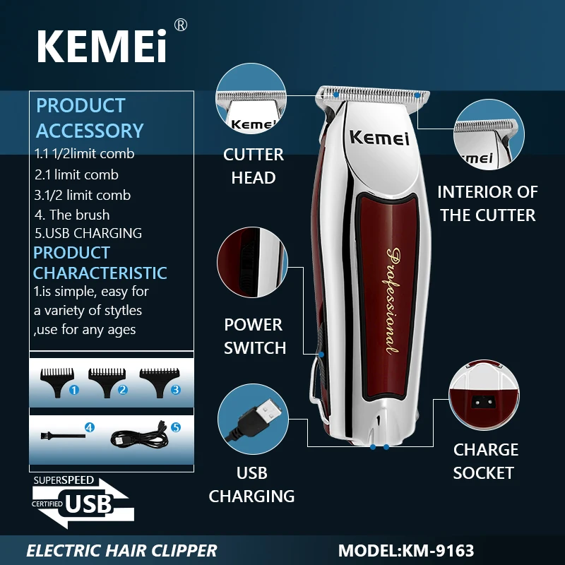 Hair Clipper Hair Trimmer Cord Cordless Hair Trimmer Professional For Men Electric Hair Clipper Beard Cutting Machine Edge Outlines Detail