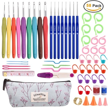 

crochet hooks kit for hand knitting 58 pack
