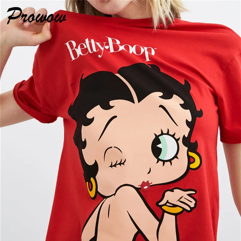 Милая футболка Betty Boop, женская футболка с круглым вырезом и коротким рукавом, летняя женская хлопковая Футболка с принтом в виде букв, повседневная женская футболка