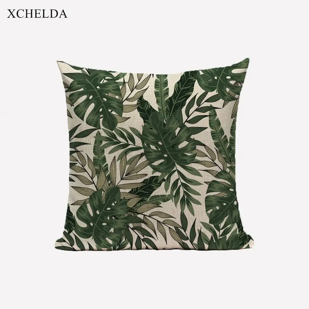 Nordic Scandinavian Style Cushion Cover Decorative throw Pillow Case 45*45 40X40 Linen Tropical botanical Pillowcase For Sofa