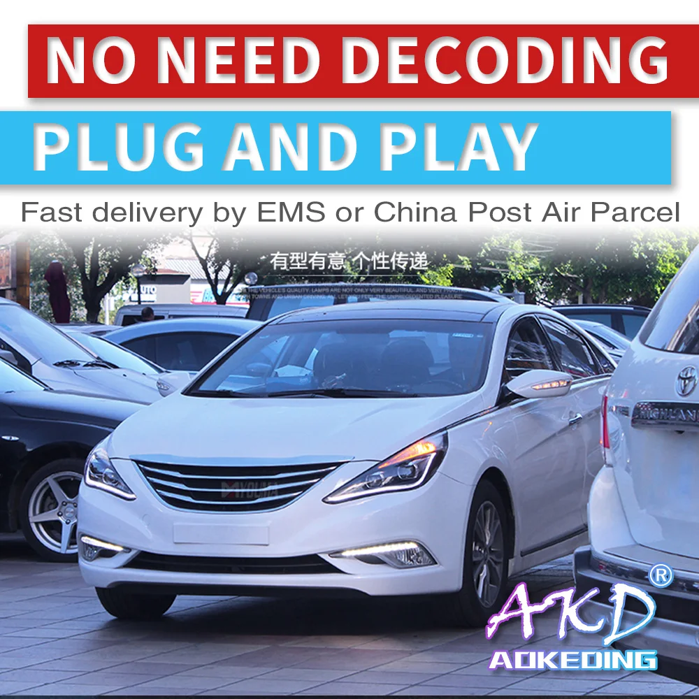 AKD tuning cars Headlight For Hyundai Sonata8 Sonata 8 MK8 2011- Headlights LED DRL Running lights Bi-Xenon Beam Fog lights