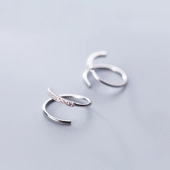 

MloveAcc 100% 925 Sterling Silver Small Ear Bones Ear Buckle with CZ Tightly Packed Mini Wave Earrings