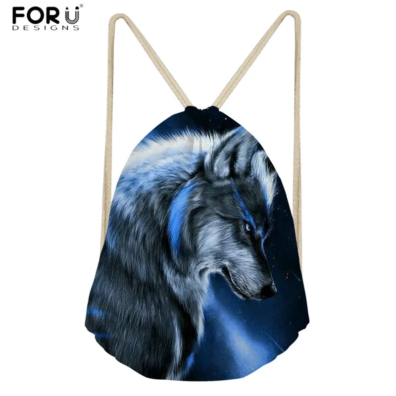 FORUDESIGNS/толстовка с принтом волк при лунном свете 3D струны рюкзаки полиэстер шнурок сумка для женщин обувь сумка рюкзак повседневные сумки - Color: HMC944Z3