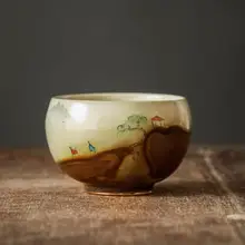 60 мл китайский стиль фарфоровая чайная чашка Цзиндэчжэнь ручная роспись пейзаж узор чайная посуда мастер чайные чаши чашки для Саке подарок на день рождения