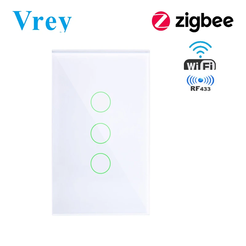 Нам Стандартный Zigbee сенсорный выключатель, WI-FI умный переключатель дистанционного управление, голосовое Управление настенный выключатель работать с Alexa Echo Google Home 1/2/3-Gang