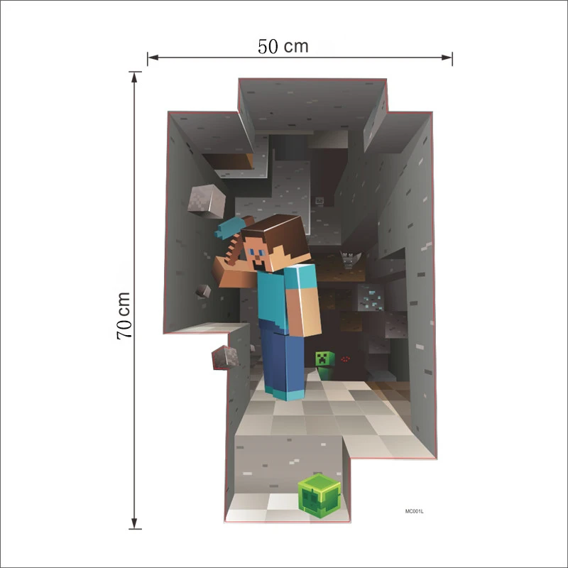 3d настенные стикеры Стива и Крипера для детской комнаты, настенные наклейки для детской комнаты, детская комната, спальня для мальчиков, настенные художественные наклейки, плакат - Цвет: PAMC001-SN