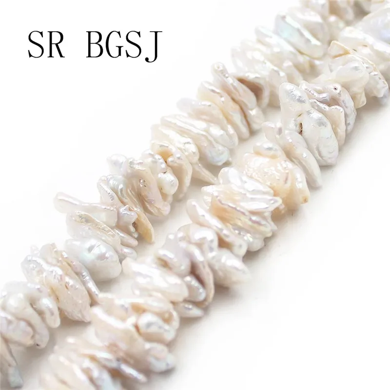 Günstig Kostenloser Versand Perle 10x15mm Weiß Biwa Barock Reborn Keshi Perle Chips Perlen Natürliche Perle Lose DIY Perlen Strang 15\