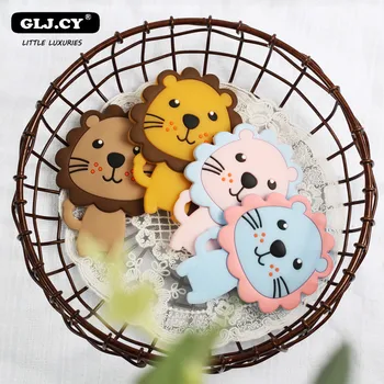 

1pc Baby Silicone Teether Lion Pendant Food Grade Perle Silicone Beads Teething Rodent Chewable Children'S Goods Toys