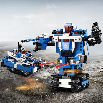 

604Pcs MOC 2-in-1 Intelligent Sound and Light Sensing Robot Tank DIY Small Particle Building Blocks Toy For Age 8+Kids
